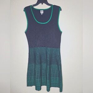 Anne Klein Black Sleeveles Fit Flare Pullover  Sweater Dress Stretchy Size XL